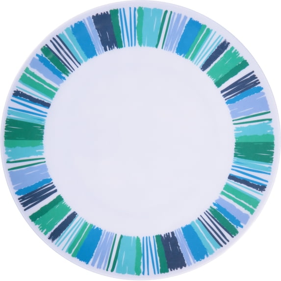 Gibson Home 136417.01 9 in. Tropical Sway Orleans Melamine Dessert Plate Set, Blue - 12 Piece