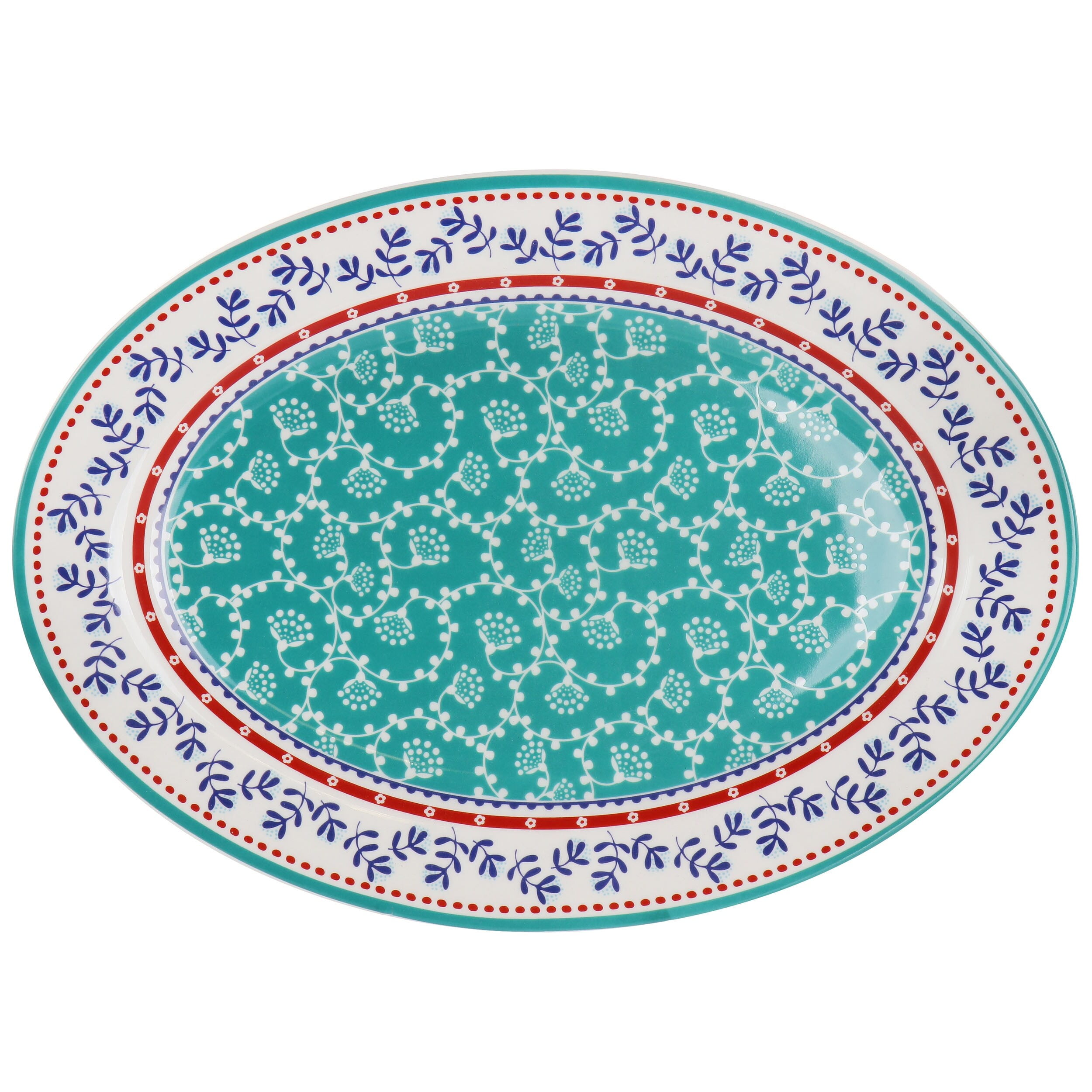Gibson Home VIllage Vines 14" Fine Ceramic Oval Platter in Multi