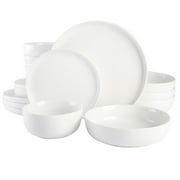 Gibson Home Vienna Dinnerware Dishes Set, Service for 4 (16pcs), White