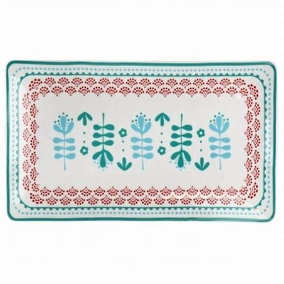 Gibson Home 131541.01 10.6 in. Village Vines Fine Ceramic Rectangular Platter, Multi Color