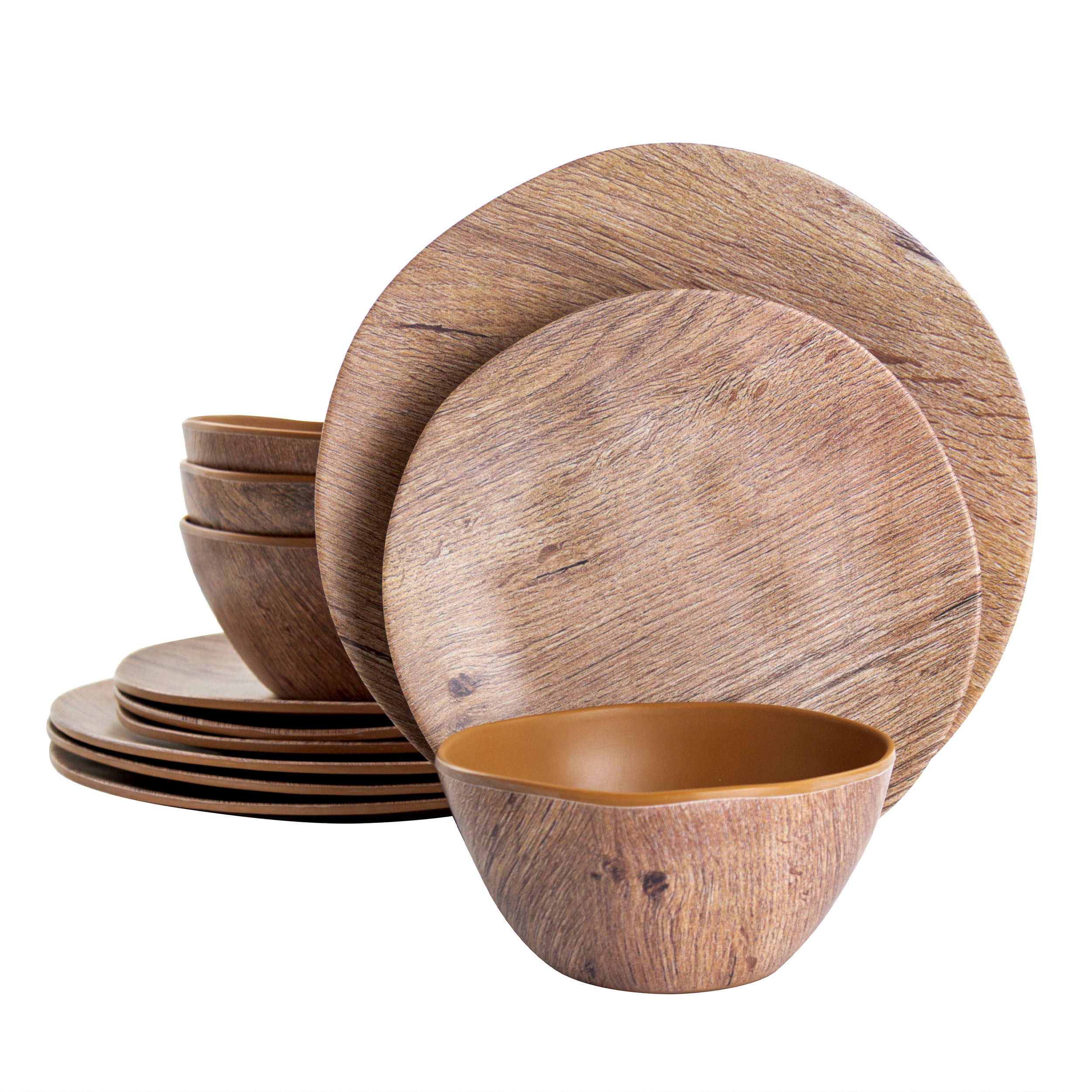 Gibson Home Woodfern 12 Piece Round Melamine Dinnerware Set in