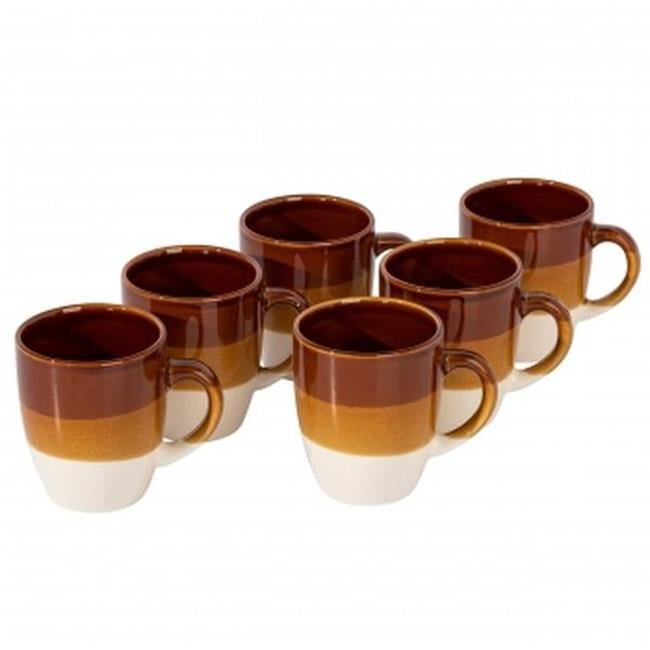 Hand-Painted Brown and White Ceramic Mug Set