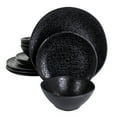 thumbnail image 1 of Gibson Home Yoko 12 Piece Round Melamine Dinnerware Set in Black, 1 of 6