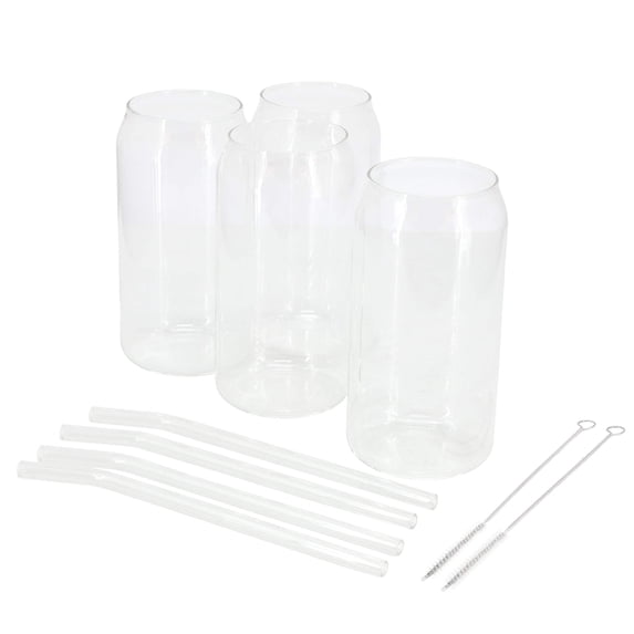 Gibson Home Zadie 10 Piece Glass Tumbler Straw Set in Clear
