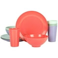 thumbnail image 1 of Gibson Home Zelly 12 Piece Embossed Coupe Melamine Dinnerware Set - Orange, Green, Teal, Purple, 1 of 6