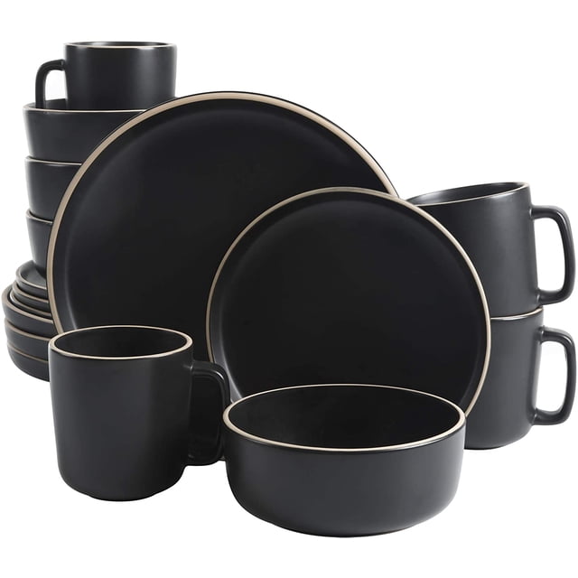 Gibson Home Zuma 16-Piece Dining Set, Matte Stoneware Dinnerware ...