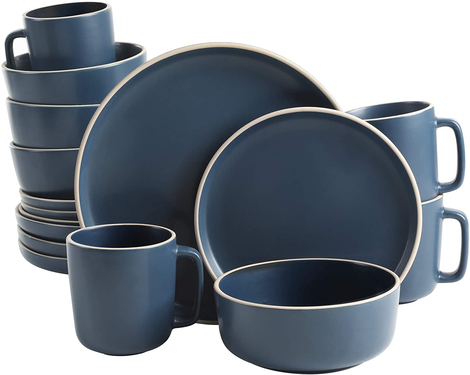 Cobalt Blue Ceramic 16-Piece Dinnerware Set, Service for 4