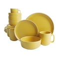 thumbnail image 1 of Gibson Home Zuma 16 Piece Round Kitchen Dinnerware Set, Dishes, Plates, Bowls, Mugs, Service for 4, Matte Stoneware, Yellow, 1 of 4