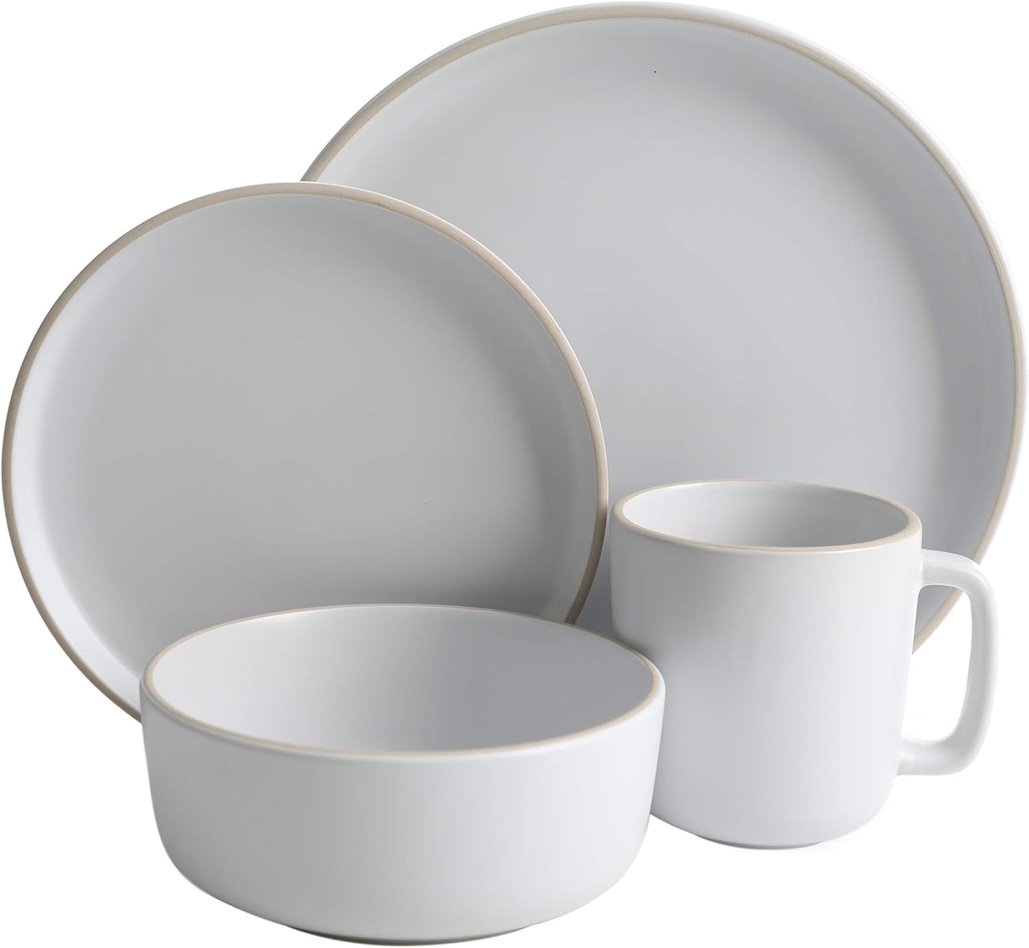 Matte White Ceramic 16-Piece Dinnerware Set, Service for 4