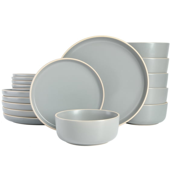 Gibson Home Zuma 18 Piece Dinnerware Set - Gray