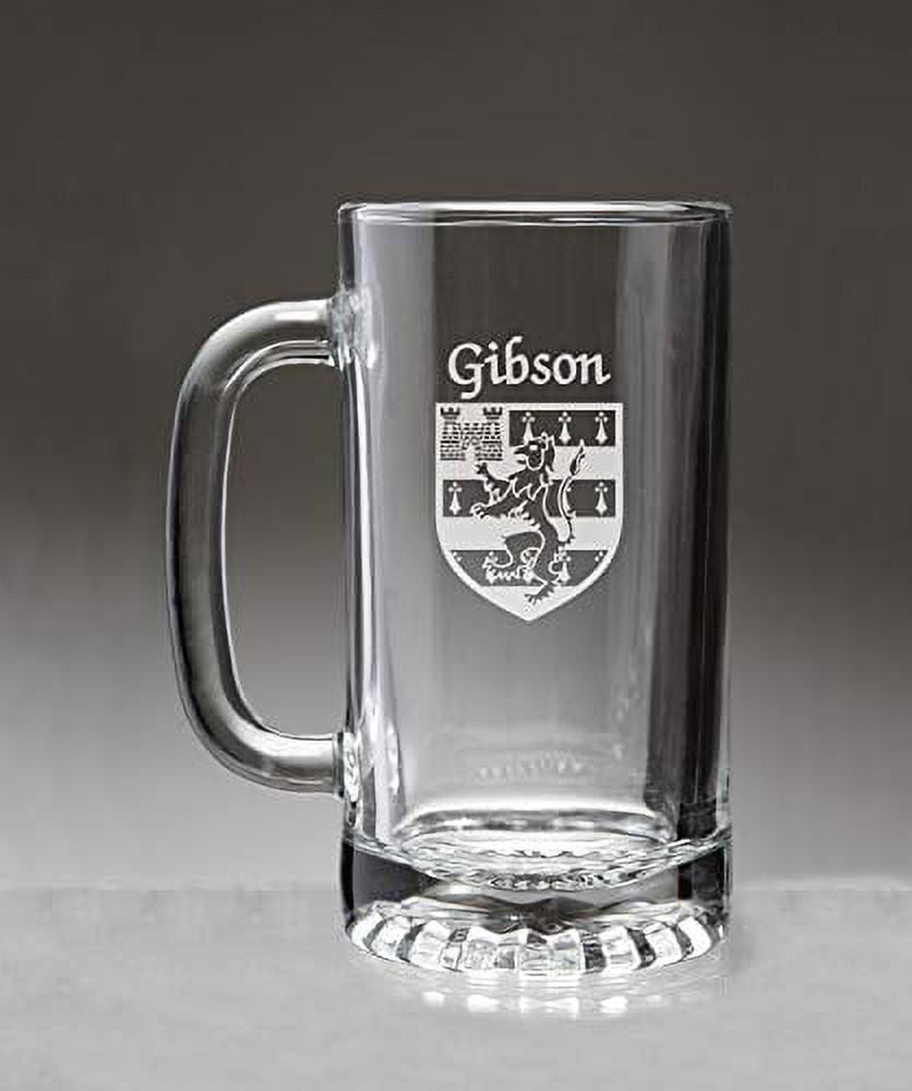 Gibson Irish Coat of Arms Glass Beer Mug (Sand Etched)