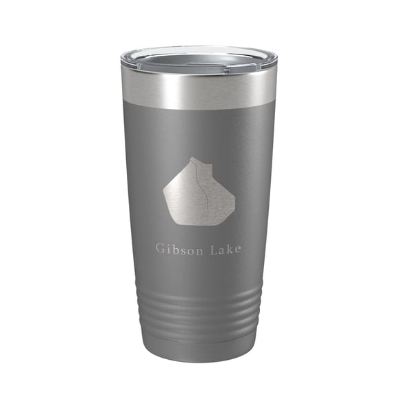 Gibson Lake Map Tumbler Travel Mug Insulated Laser Engraved Coffee Cup Indiana 20 oz Dark Gray
