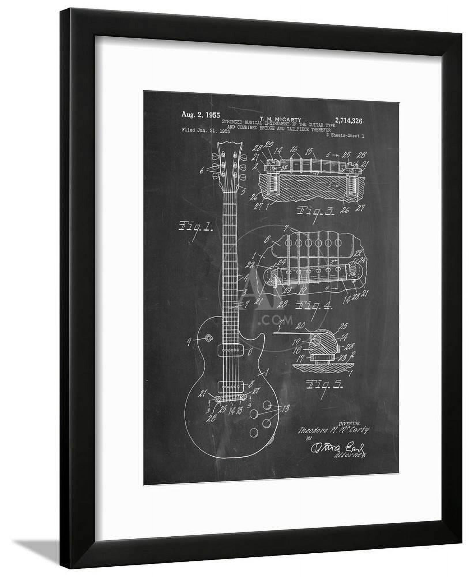 Gibson Les Paul Guitar Patent, Framed Art Print Wall Art by Cole ...