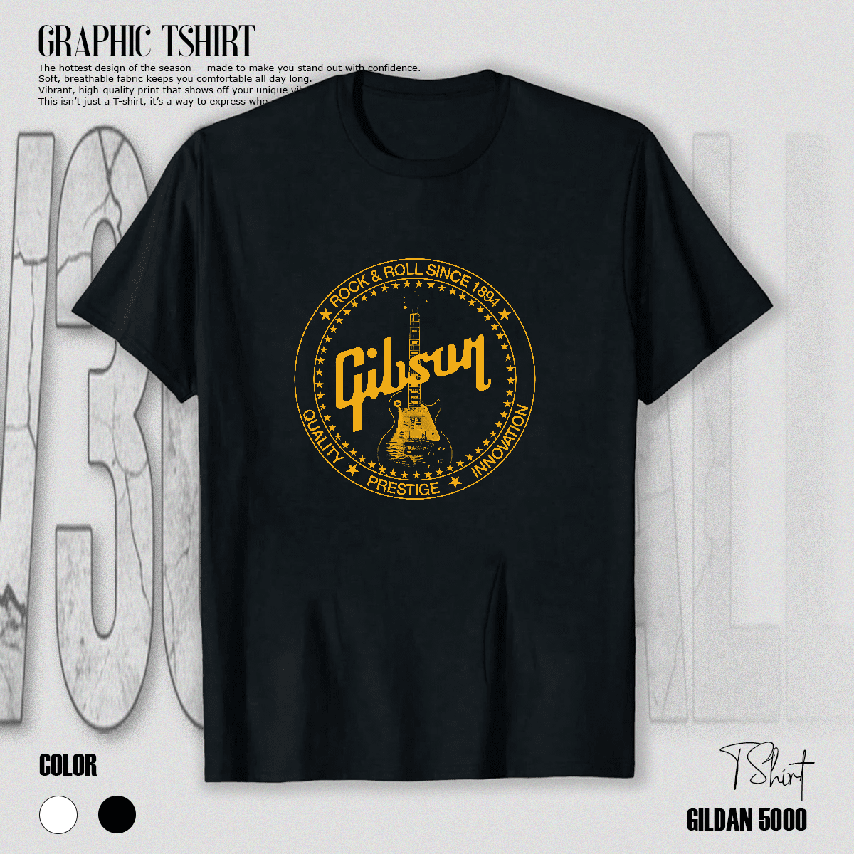 Gibson Les Paul Guitar Since 1894 Rock Music Instrument Gift Unisex T-Shirt V24002, up to size 5XL