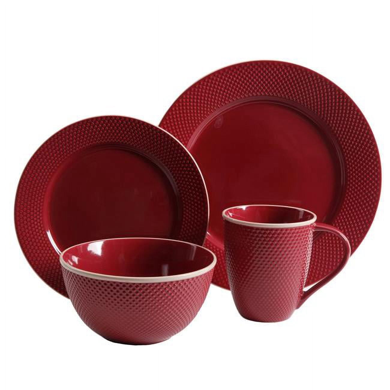 Gibson Lilith 16 Piece Dinnerware Set- Red - Walmart.com