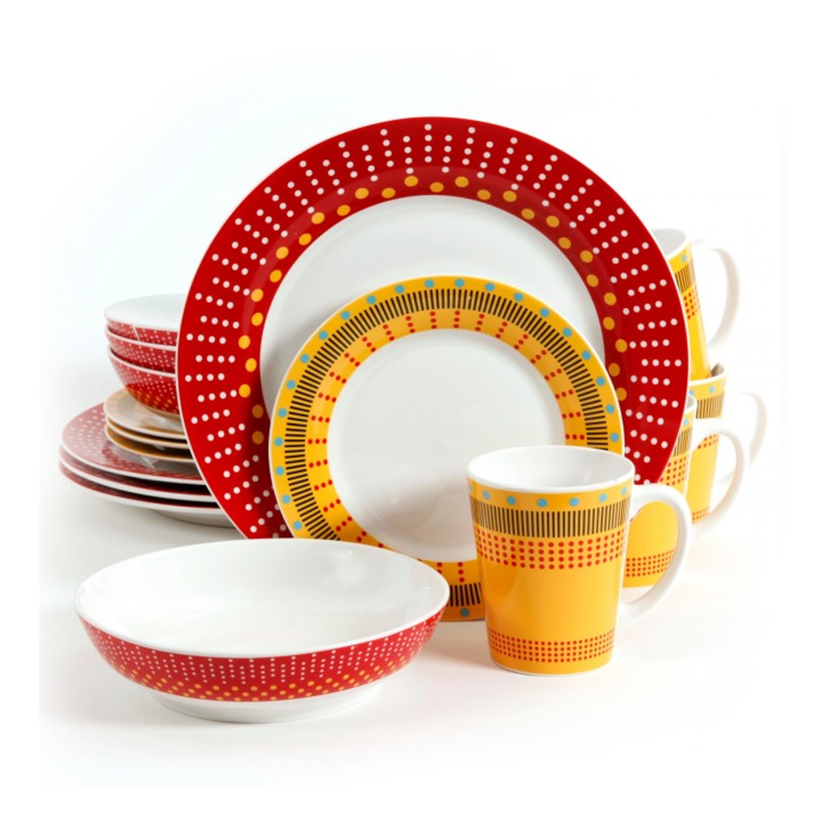 Gibson Lockhart 16pc Dinnerware Set in Red and Yellow
