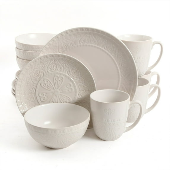Gibson MollyAnne 16 Piece Dinnerware Set in Cream with Complete Setting for 4
