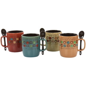 Gibson Mr. Coffee Cafe Americano 4 Person 8 Piece 13 Oz Mug Set with Spoons