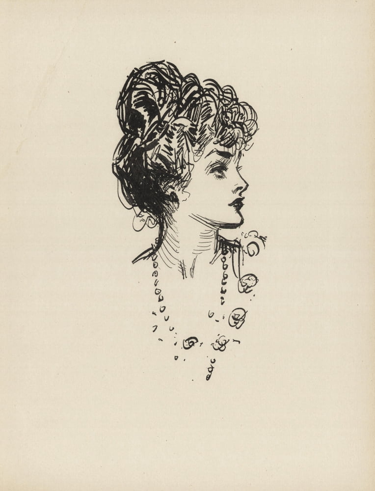 Gibson New Cartoons 1916 Girl with necklace 1 Canvas Art - Charles Dana Gibson (24 x 36)