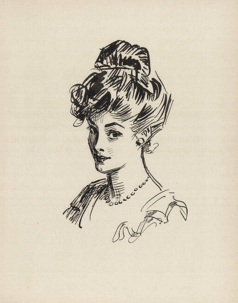 Gibson New Cartoons 1916 Girl with necklace 4 Canvas Art - Charles Dana Gibson (18 x 24)
