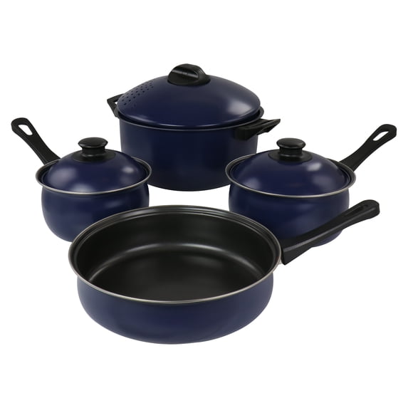 Gibson Oceania 7 Piece Steel Cookware Set in Blue
