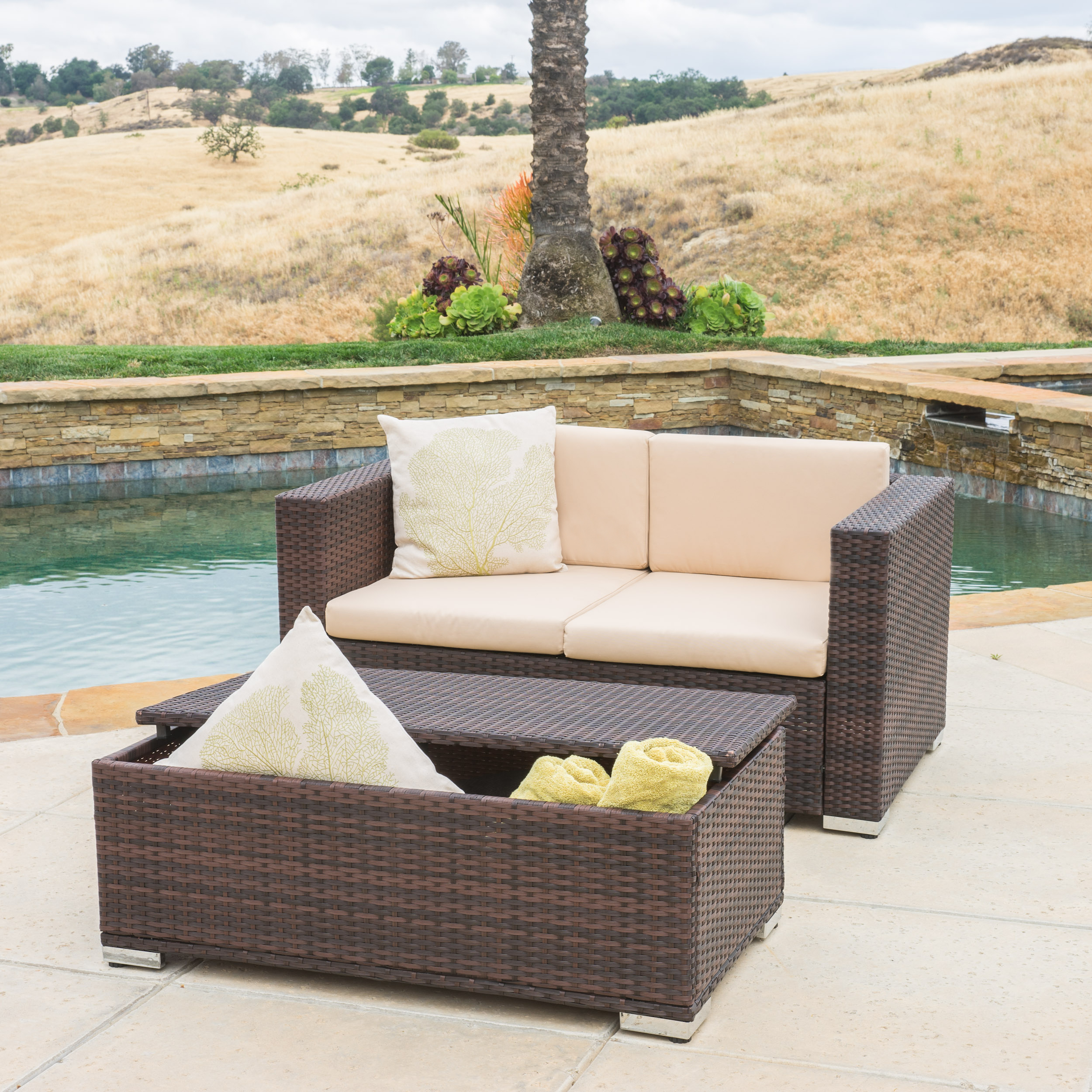 Gibson Outdoor 2-piece Aluminum Chat Set with Cushions, Brown and Beige - image 1 of 8
