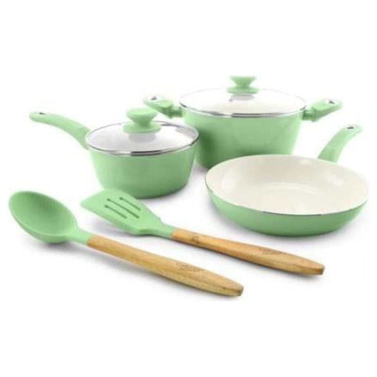 Mint Green Aluminum 7-Piece Non-Stick Cookware Set