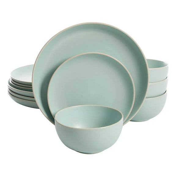 Open Box Gibson Rockaway 12 Pc Stoneware Dinnerware Set, Plates & Bowls