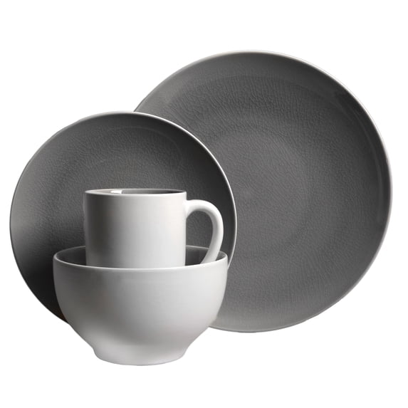 Gibson Serenity Gray 16Piece Dinnerware Set- Gray