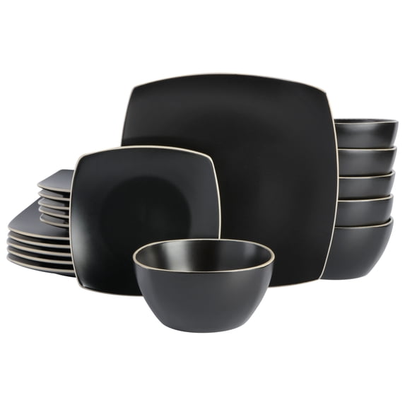 Gibson Home Soho Lounge Matte 18 Piece Dinnerware Set (Service for 6) - Black