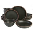 thumbnail image 1 of Gibson Soho Lounge Lagos 16 Piece Double Bowl Dinnerware Set, Black, 1 of 9