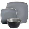 thumbnail image 1 of Gibson Soho Lounge Matte Square 18 Piece Stoneware Dinnerware Set - Grey, 1 of 3