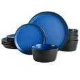 thumbnail image 1 of Gibson Soho Lounge Rachel 12 Piece Coupe Dinnerware Set, Matte Blue, 1 of 5