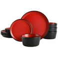 thumbnail image 1 of Gibson Soho Lounge Rachel 12 Piece Coupe Dinnerware Set, Matte Red, 1 of 3