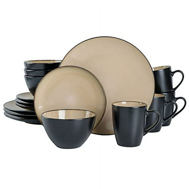 Gibson Soho Lounge Round 16Piece Dinnerware Set Taupe
