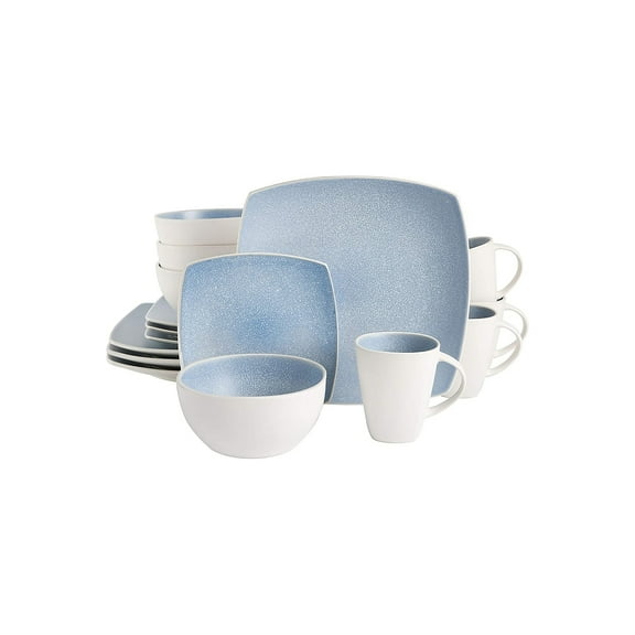 Gibson Soho Lounge Square 16-Piece Dinnerware Set - Aqua Blue