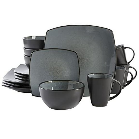 Gibson Soho Lounge Square 16-Piece Dinnerware Set - Eclipse