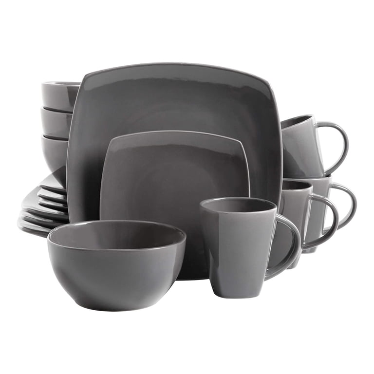 Free Shipping! Gibson Gray Square 16-Piece Dinnerware Set with