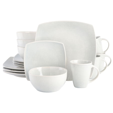 Gibson Soho Lounge Square 16-Piece Dinnerware Set - Stone Gray
