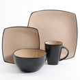 thumbnail image 1 of Gibson Soho Lounge Square 16-Piece Dinnerware Set - Taupe, 1 of 8