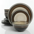 thumbnail image 1 of Gibson Studio Kirsten 12-Piece Brown Metallic Reactive Dinnerware Set, 1 of 6