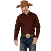 Gibson Trading Co Men's Basic Solid Long Sleeve Pearl Snap Western Shirt Big Burgundy X-Large Tall