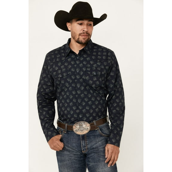 Gibson Trading Co Men's Shrapnel Geo Print Long Sleeve Snap Western Shirt - GMSU24W63-NVY