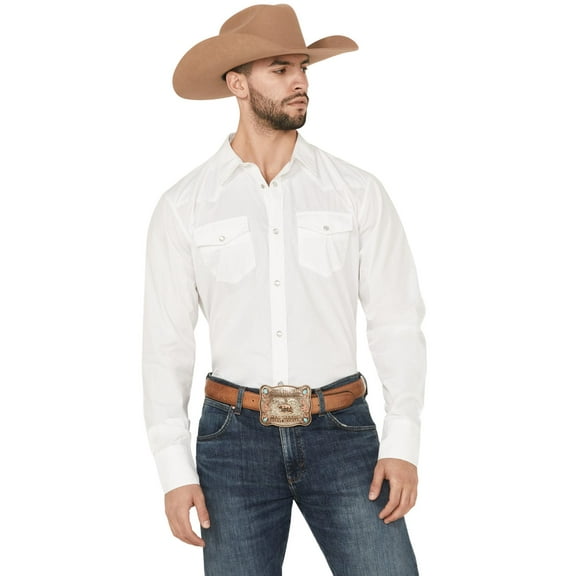 Gibson Trading Co Men's Solid Long Sleeve Snap Western Shirt Big White 3X