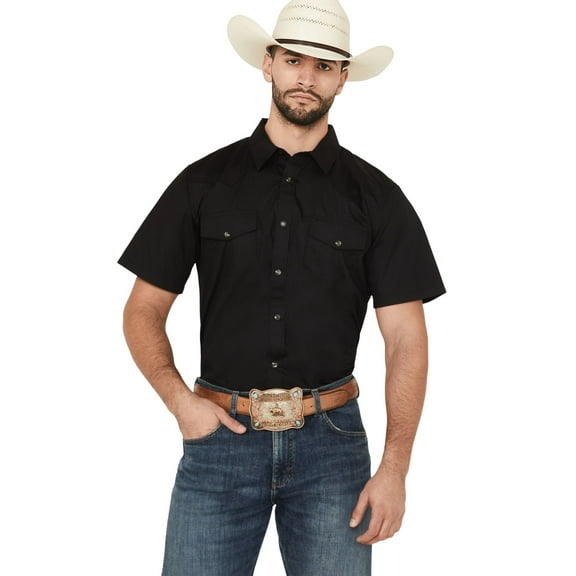 Gibson Trading Co Men's Solid Pearl Snap Short Sleeve Western Shirt Black