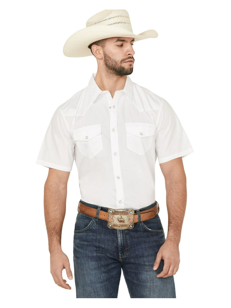 Gibson Trading Co Men's Solid Short Sleeve Pearl Snap Western