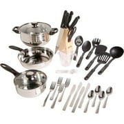 Gibson Value Lybra 32 Piece Kitchen Cookware Combination Set, Stainless Steel