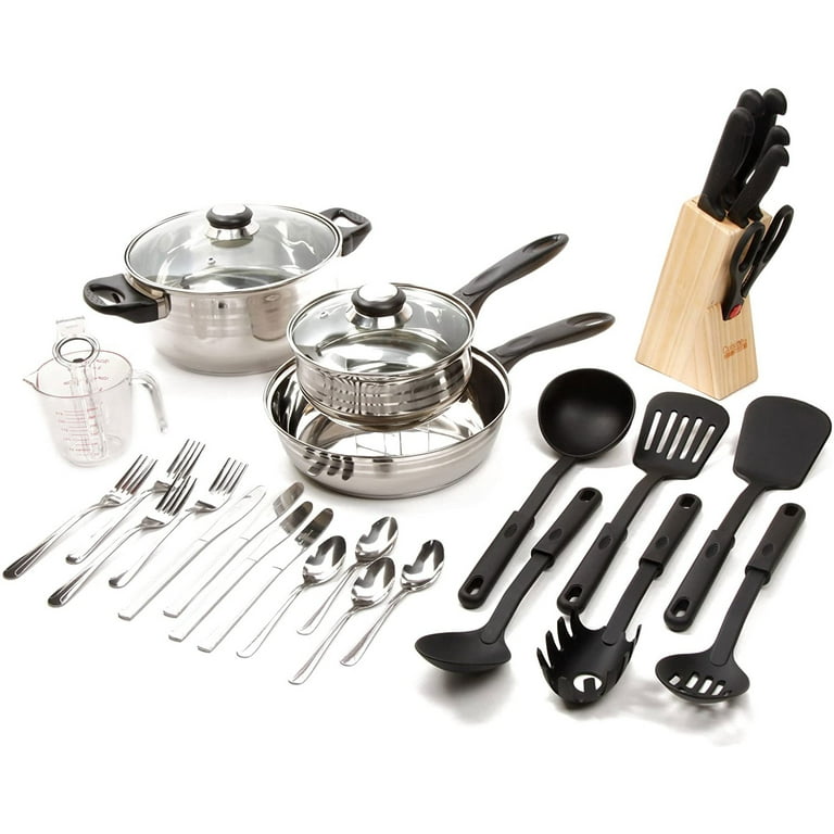 Gibson Home Branwyn 5 Piece Kitchen Tool Set - Brown, Nylon Material,  Stainless Steel Handles, Dishwasher Safe - Kitchen Utensil Set in the Kitchen  Tools department at