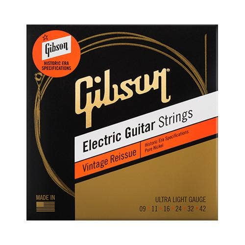Gibson Vintage Reissue Electric Guitar Strings, Ultra Light, 9-42