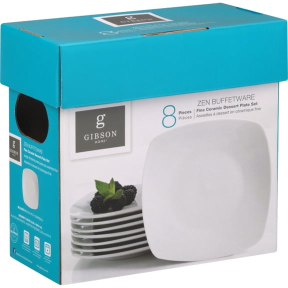 Gibson Zen Buffetware 7.15 in. Dessert Plate Set White 108042.08 935100029M